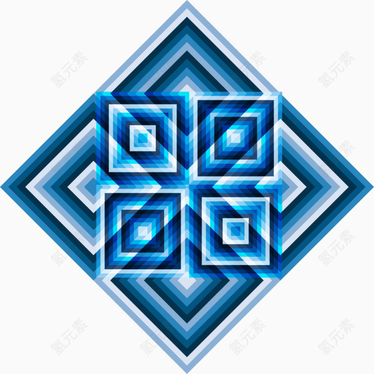 蓝色矢量装饰图案素材几何菱形