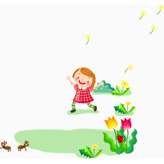 手足舞蹈的女孩矢量图