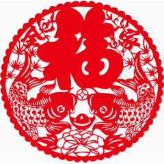 矢量全家福元宝圆窗花