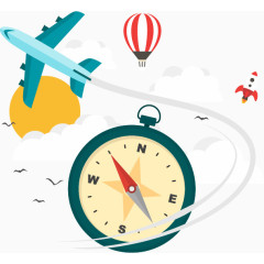 矢量创意天空中的飞行交通工具