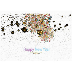 彩色烟花背景新年卡