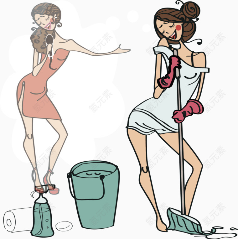 打扫卫生的女孩
