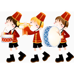 打鼓的卡通男孩