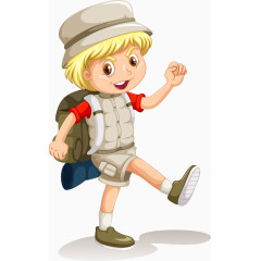 矢量手绘背书包的小孩子