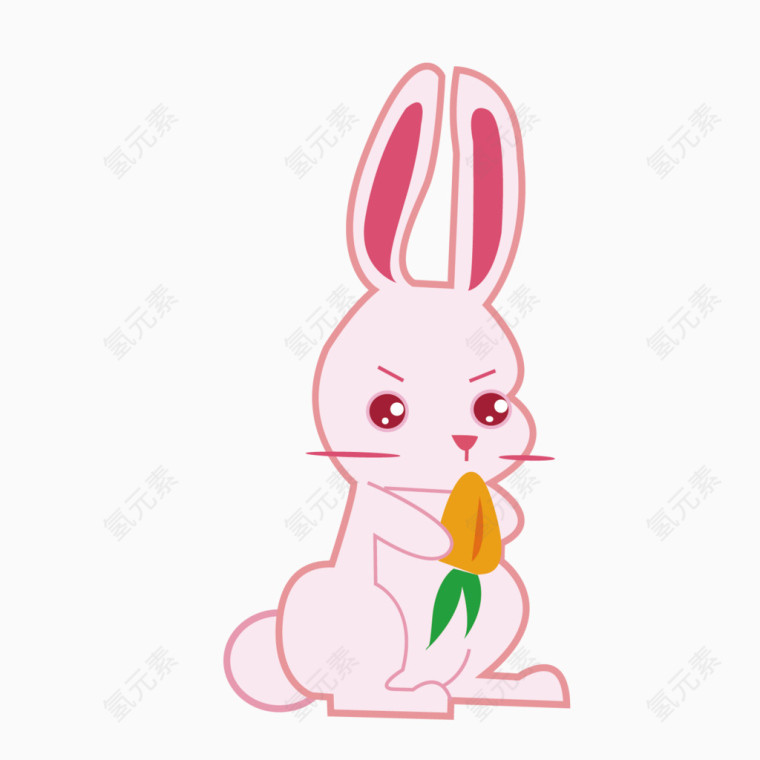 矢量红色卡通小兔子胡萝卜