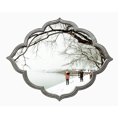 欧式石框中的雪景