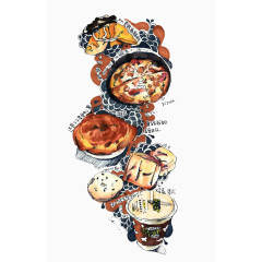 手绘美食日记插画