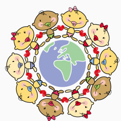 海报banner背景装饰 地球 卡通人物 卡通手绘 环球