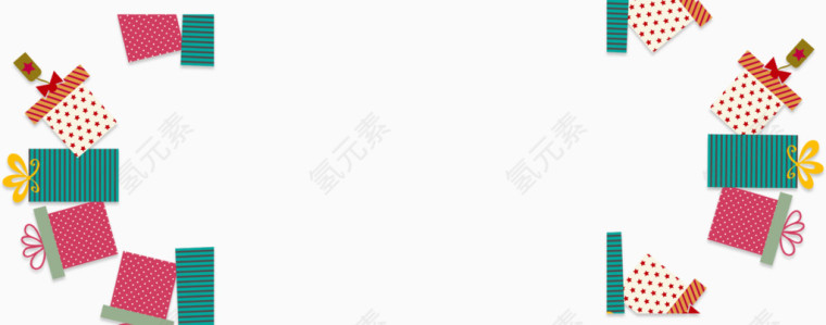 多个彩色礼物盒子蝴蝶结图案