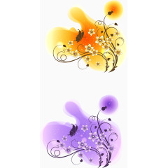 蝶恋花矢量花纹装饰素材