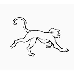 黑白卡通线条长臂猿