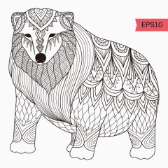 简约线性花纹动物绘画