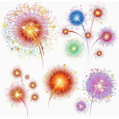 手绘彩色烟花素材