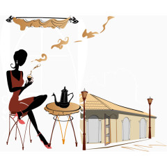 路边咖啡座矢量素材