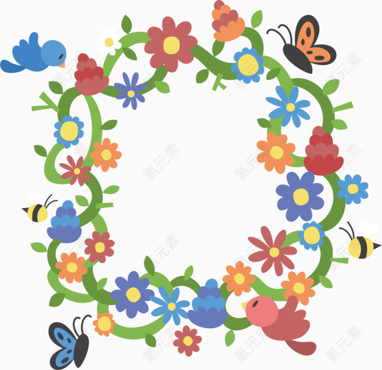 圆环花纹矢量图