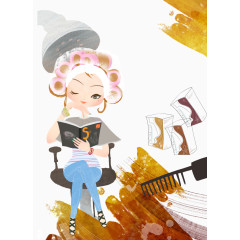 卡通美容美发美女