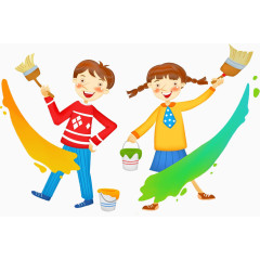 卡通儿童粉刷素材