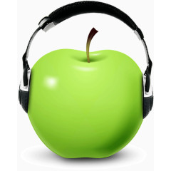 戴耳机的苹果