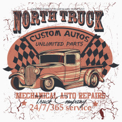 复古矢量汽车印花