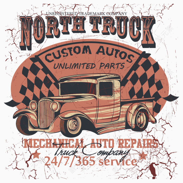 复古矢量汽车印花