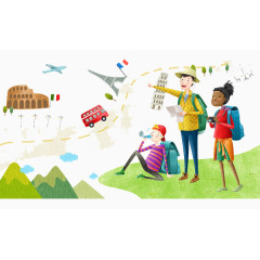 卡通背包旅游路线