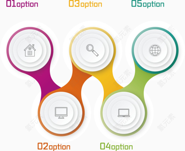 矢量创意设计链条说明分布图