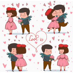 手绘甜蜜情侣约会