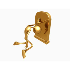 墓碑前的小金人