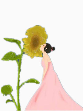 闻向日葵的女孩