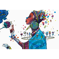 异国风情水彩画女人