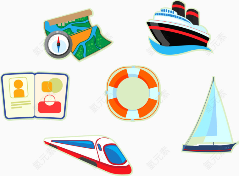 火车轮船PNG矢量元素