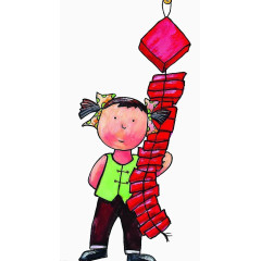 抱着鞭炮的小孩