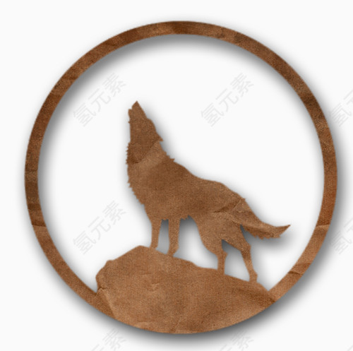 圆圈嚎叫的狼免抠素材