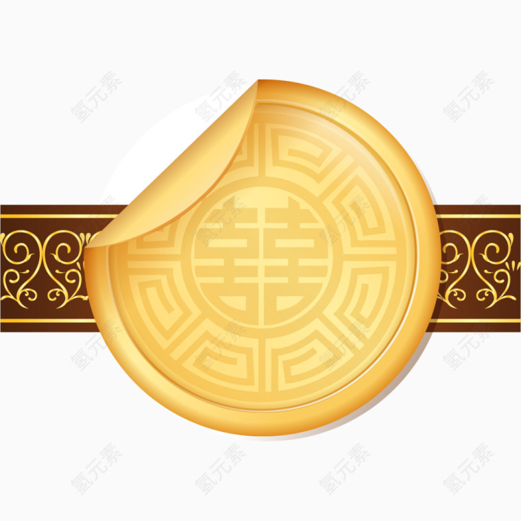 金色喜字标签
