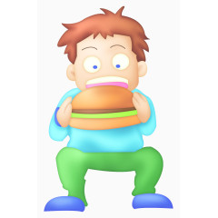 小男孩吃汉堡