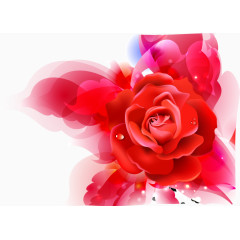 卡通红色梦幻玫瑰花