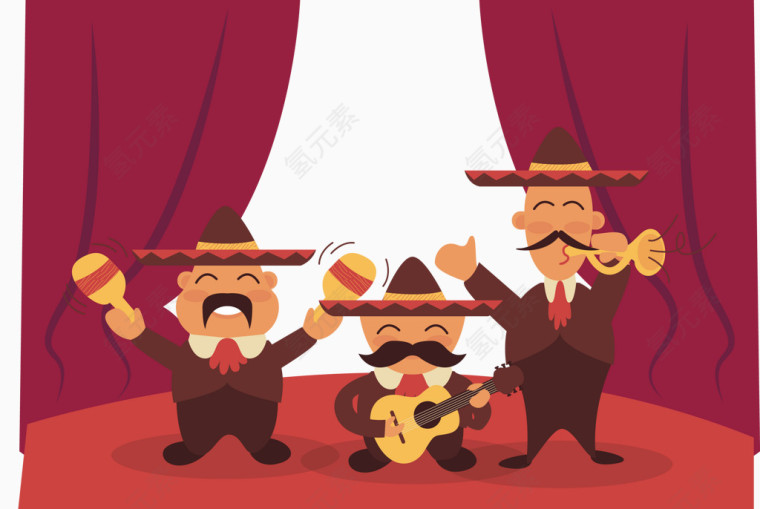 矢量流浪乐队艺人插图