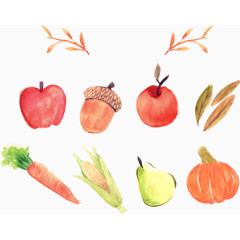 卡通手绘苹果蔬菜