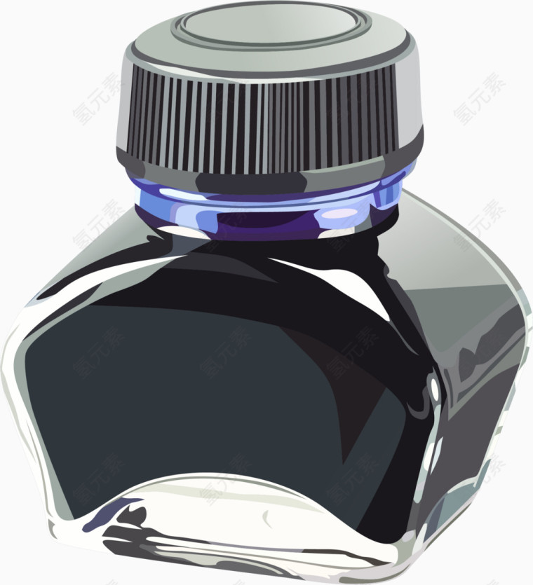 矢量手绘蓝色墨水