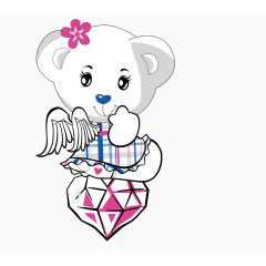 卡通手绘钻石情人节小熊