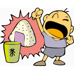 卡通男孩饭团插画