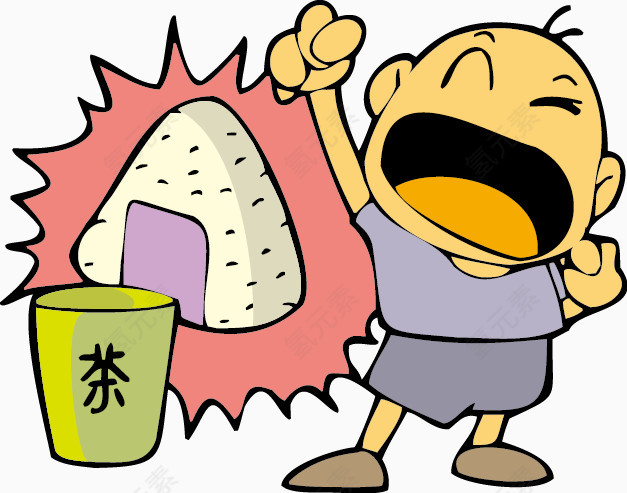 卡通男孩饭团插画
