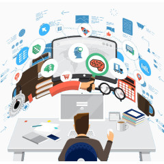 在工作的男人背影卡通