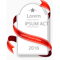 矢量五角星红色缎带卡片装饰卡片