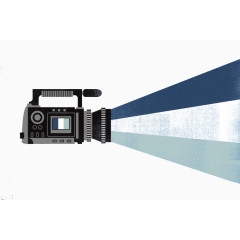 手绘创意放映机图