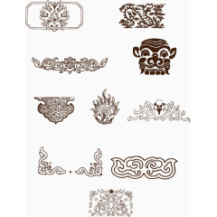 矢量灰色花纹组合图案