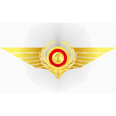 金色立体盾牌麦穗矢量素材