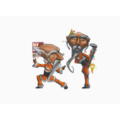 矢量老人运动卡通图片