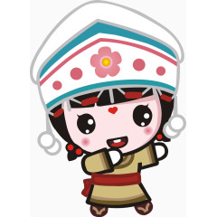 卡通少数民族少女矢量图