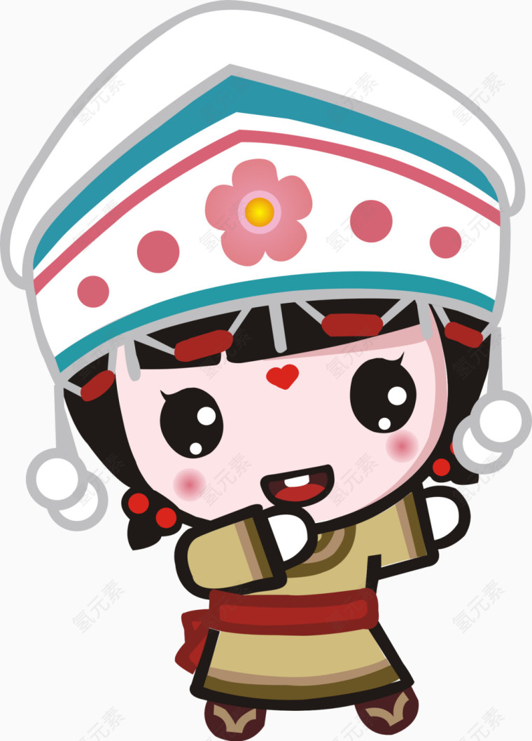 卡通少数民族少女矢量图